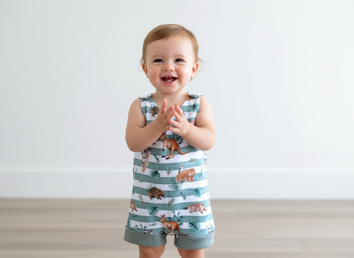 Aussie Animals Stripe Romper
