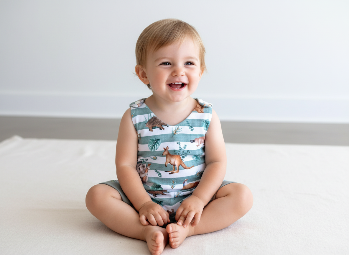 Aussie Animals Stripe Romper