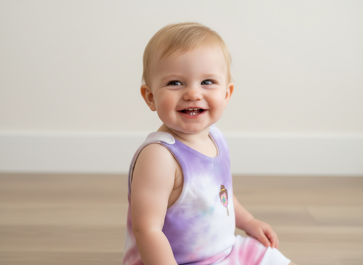 Tie Dye Romper on model front view