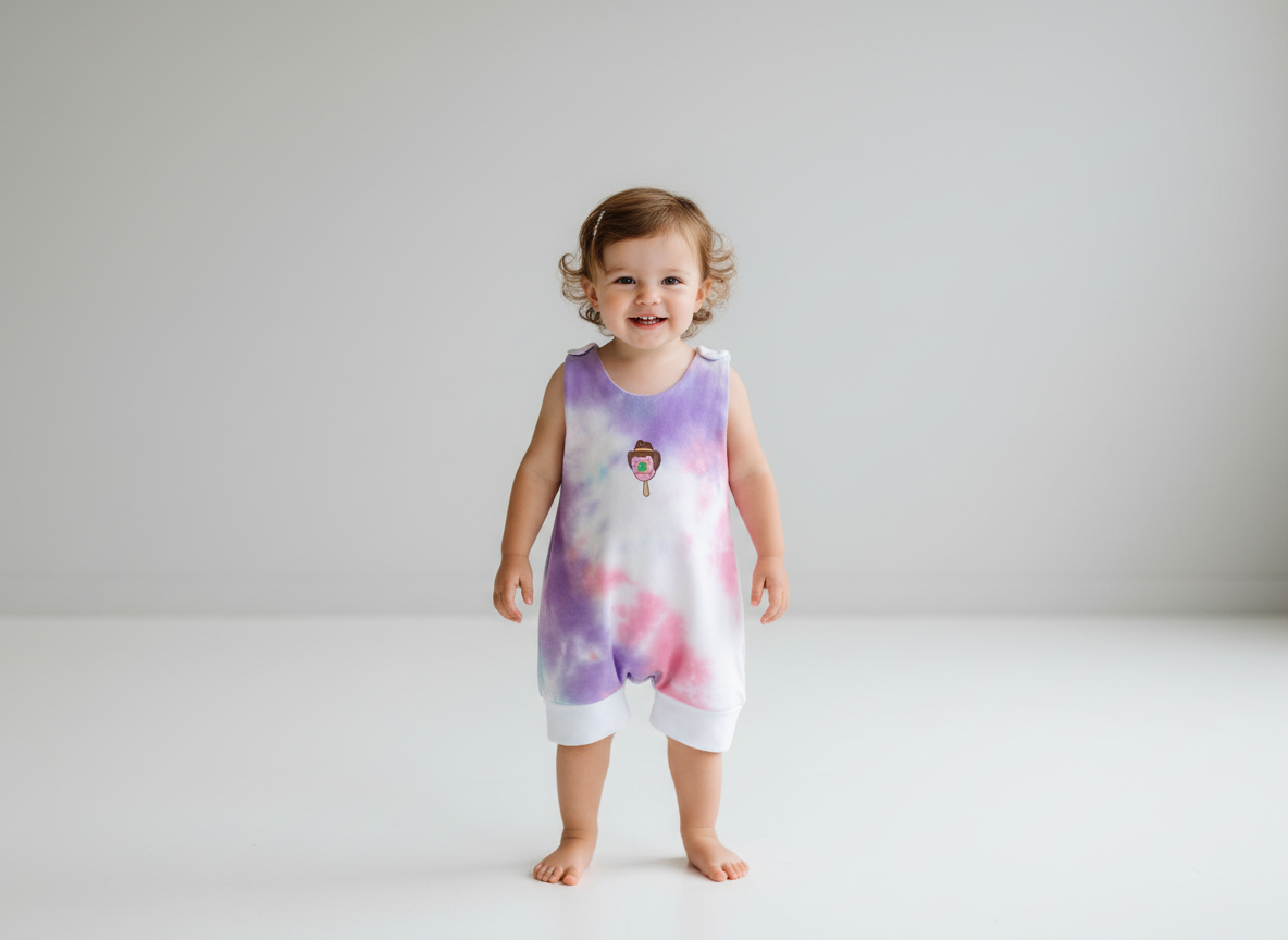 Tie Dye Romper on model back view