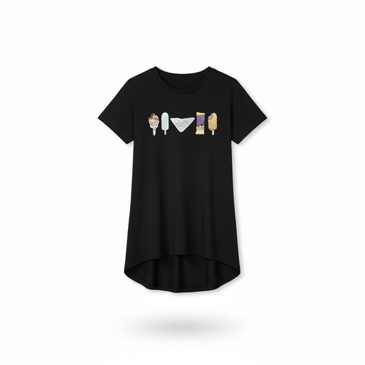 Iconic Aussie Treats Tee kids t-shirt on white background drop tail style