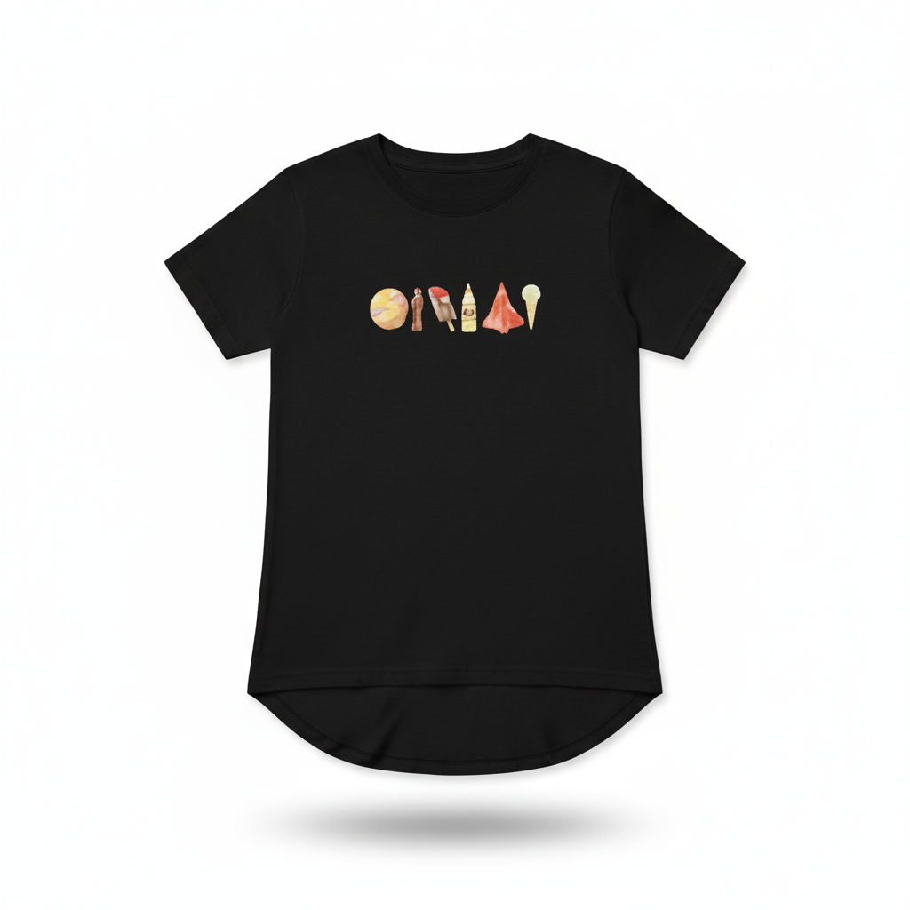 Kiwi Sweet Treats Tee kids t-shirt on white background drop tail style
