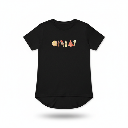Kiwi Sweet Treats Tee kids t-shirt on white background drop tail style