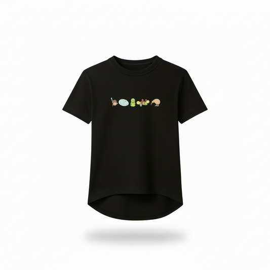 Kiwiana Iconic Tee kids t-shirt on white background drop tail style