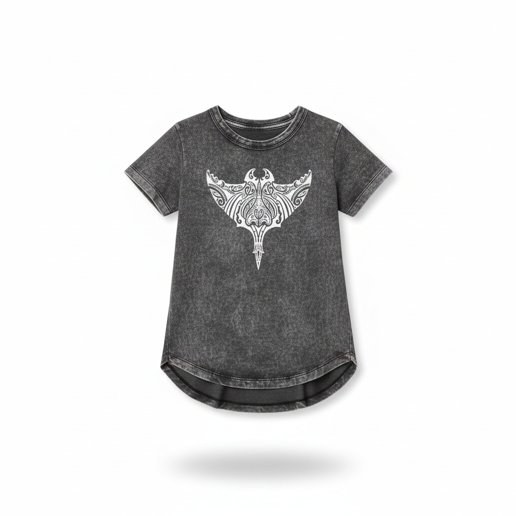 Stingray Stonewash Tee kids t-shirt on white background stonewash cotton