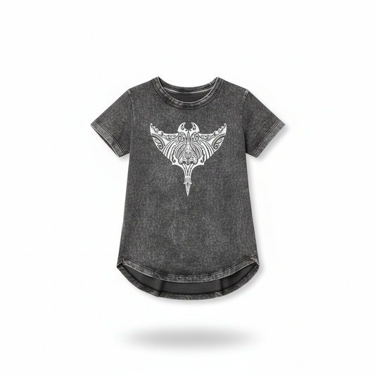 Stingray Stonewash Tee kids t-shirt on white background stonewash cotton