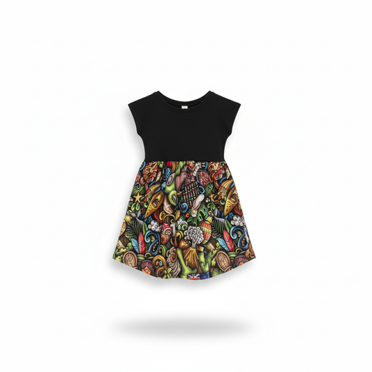 Aotearoa Dress handmade cotton kids dress on white background