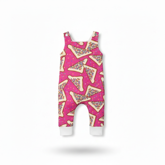 Fairy Bread Romper long leg baby romper on white background