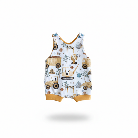 Construction Romper baby romper on white background
